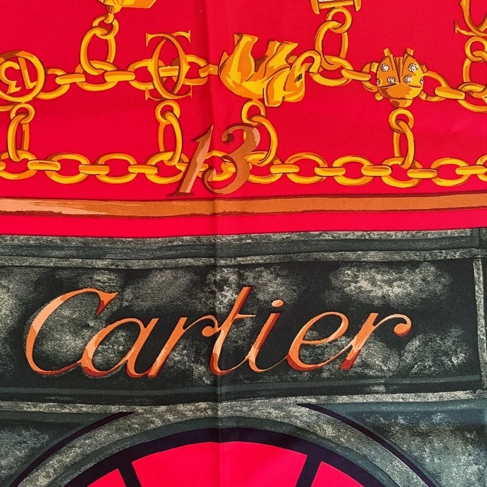 Rare Cartier Boutique Facade Paris Silk Scarf Collectible Vintage 1970-1980